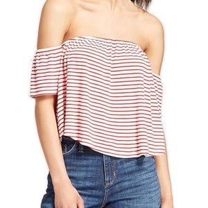Mossimo Striped Off the Shoulder Crop Top